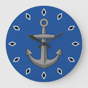 Boat Anchor Cartoon Große Wanduhr
