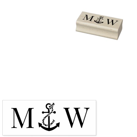 Boat Anchor Couple Wedding 2 Initial Monogram #3 Gummistempel (Stempel)