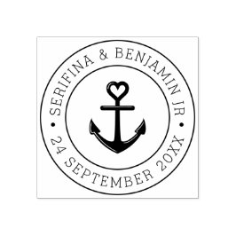 Boat Anchor Romantic Nautical Wedding Round Gummistempel