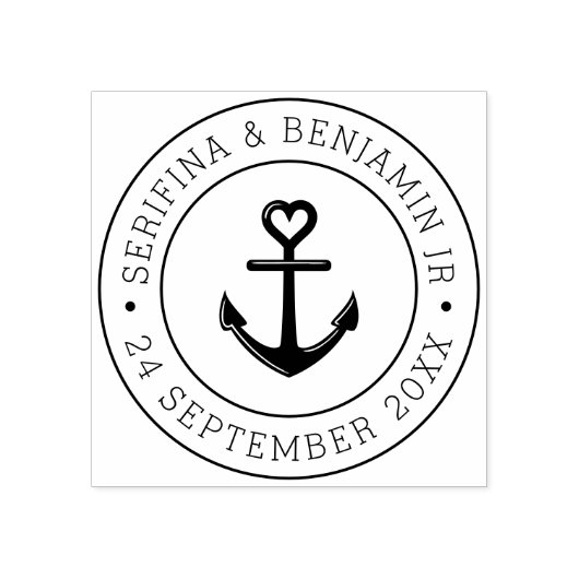 Boat Anchor Romantic Nautical Wedding Round Gummistempel (Prägung)