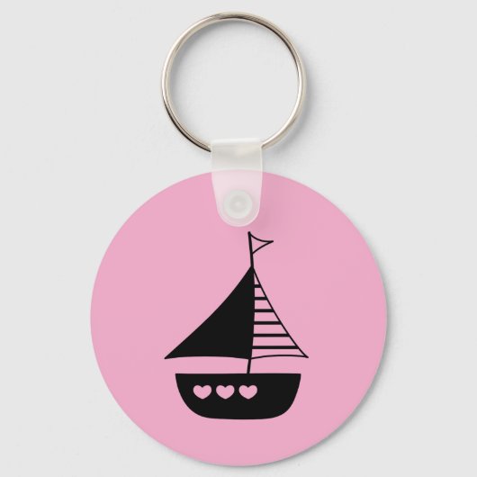 Boat and heart design on a cute pink schlüsselanhänger (Vorderseite)