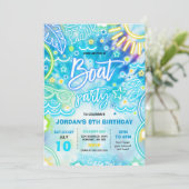 Boat Birthday Party Party am See Gefärbte Krawatte Einladung (Stehend Vorderseite)