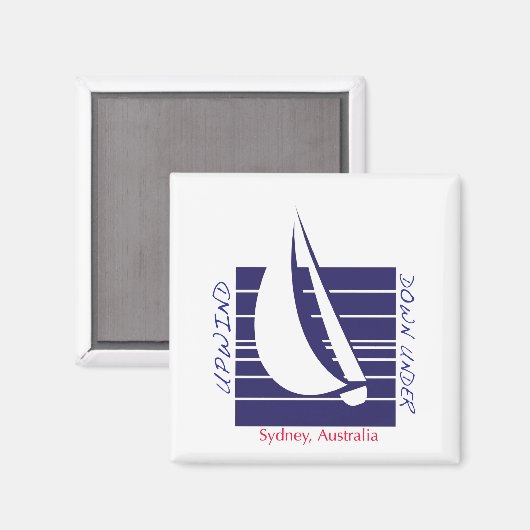 Boat Blue Square_UpDownSydney Magnet (Vorderseite/Rückseite)