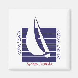 Boat Blue Square_UpDownSydney Magnet