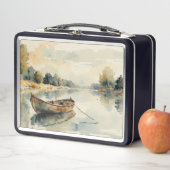 Boat by the Bank Wasserfarbe Metal Lunch Box (Beispiel)