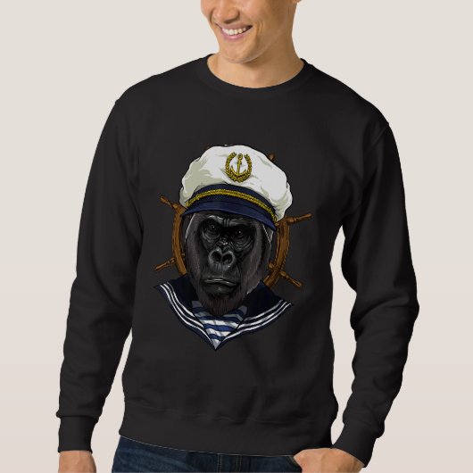 Boat Captain Gorilla Monkey Boat Boat Owners Sail Sweatshirt (Vorderseite)