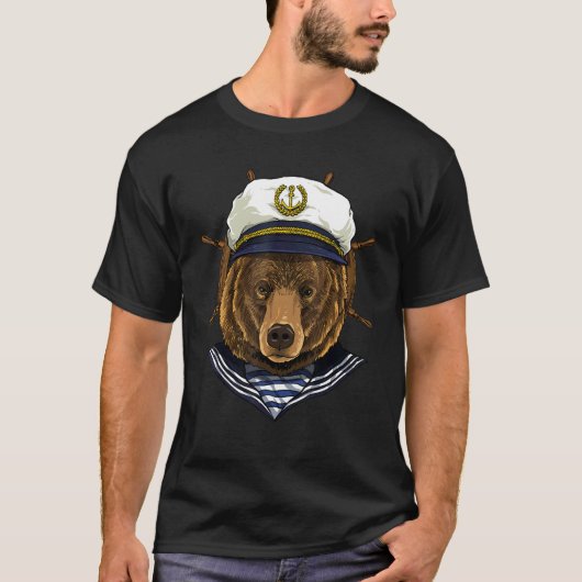 Boat Captain Grizzly Bear Sailing Boat Owners Sai T-Shirt (Vorderseite)