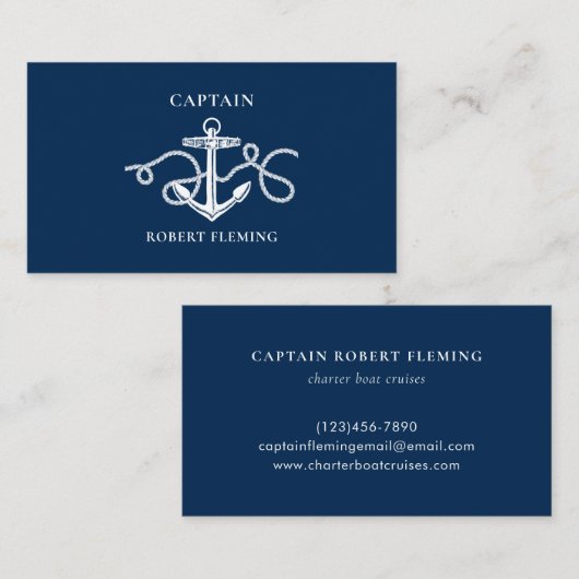 Boat Captain Nautical Anchor  Visitenkarte (Vorne/Hinten)
