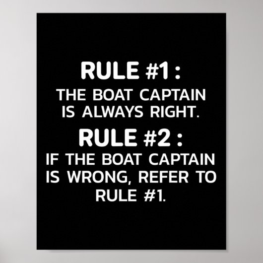 Boat Captain Rules Funny Boating  Poster (Vorne)