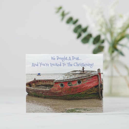 Boat Christening Einladung Postkarte (Stehend Vorderseite)