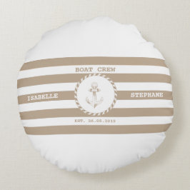 Boat Crew Brown Tyla Rundes Kissen