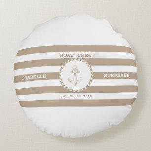 Boat Crew Brown Tyla Rundes Kissen