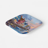 Boat Day | Coastal Bay Ocean Watercolor Painting Pappteller (Gewinkelt)