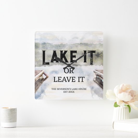 Boat Dock Lake It oder Verlass It Quadratische Wanduhr (Zuhause)