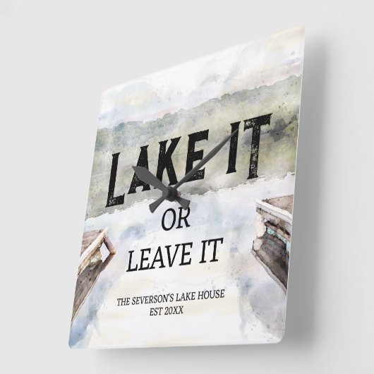 Boat Dock Lake It oder Verlass It Quadratische Wanduhr (Winkel)