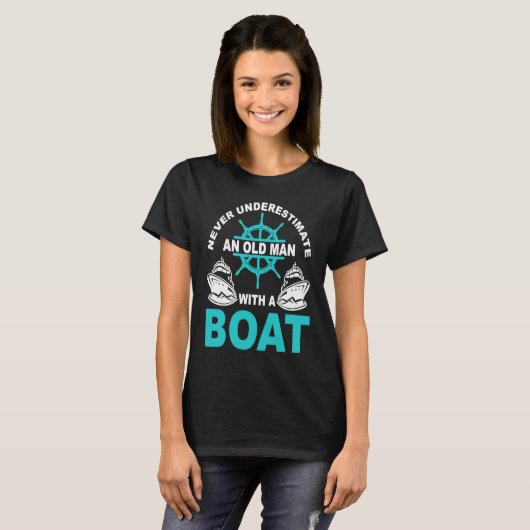 boat driver captain grandpa sailor pensioner motor T-Shirt (Vorne ganz)