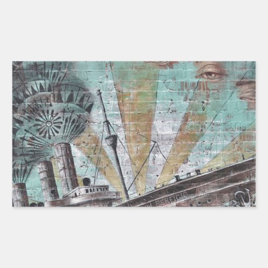 Boat Graffiti Rechteckiger Aufkleber (Vorderseite)