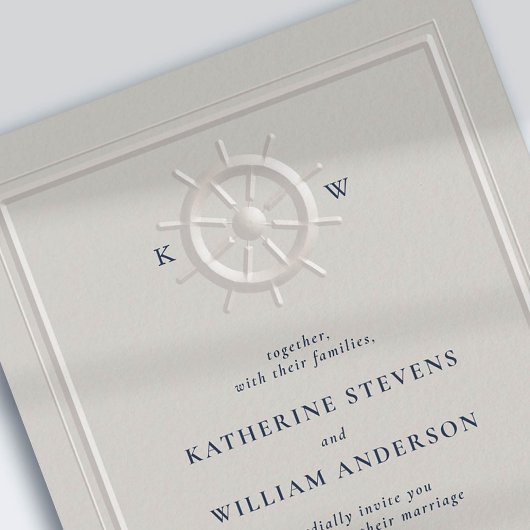 Boat Helm Imitate mit klassischem Rahmen Chic Wedd Einladung
