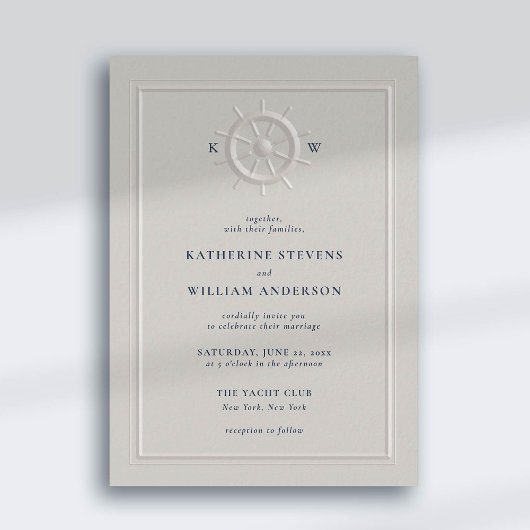Boat Helm Imitate mit klassischem Rahmen Chic Wedd Einladung