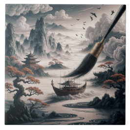  Boat landscape ocean view poetic  art Fliese