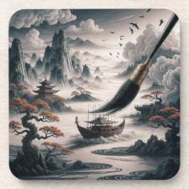  Boat landscape ocean view poetic  art Getränkeuntersetzer