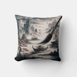 Boat landscape ocean view poetic art Kissen