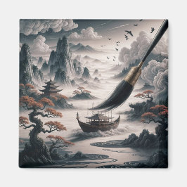 Boat landscape ocean view poetic art Magnet