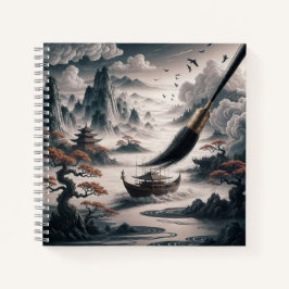 Boat landscape ocean view poetic art Notizblock