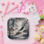 Boat landscape ocean view poetic art Pappteller (Party)