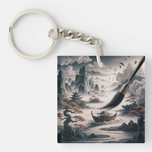  Boat landscape ocean view poetic  art Schlüsselanhänger (Vorderseite)