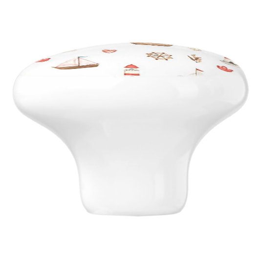 Boat & Lighthouse Ceramic Door Knob Keramikknauf (Seitenansicht)