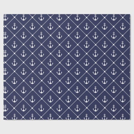 Boat Lover Nautical Anchor Rope Coasttern Muster Geschenkpapier (Flach)