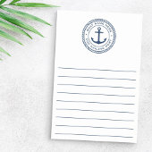 Boat name and hailing port nautical anchor post-it klebezettel