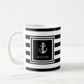 Boat Name Black And White Stripe Anchor Kaffeetasse (Links)