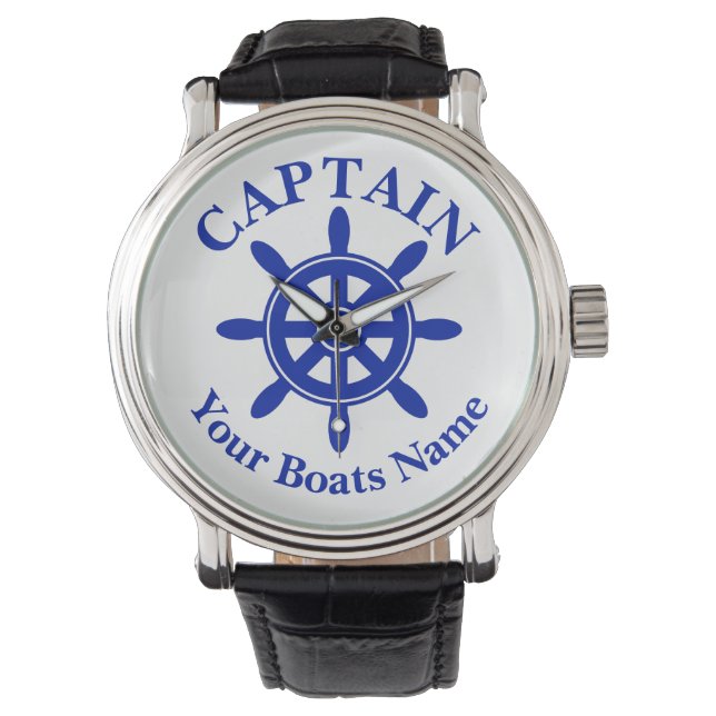 Boat name nautical ships wheel armbanduhr (Vorderseite)