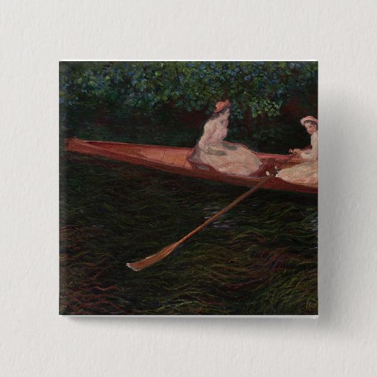 Boat On the Epte - Claude Monet - c1890 Button (Vorderseite)