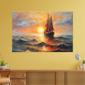 Boat on the high seas with sunset  leinwanddruck (Insitu (Wohnzimmer))