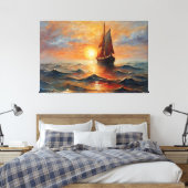 Boat on the high seas with sunset  leinwanddruck (Insitu (Schlafzimmer))