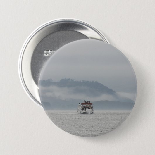 Boat On Windermere Round Abzeichen Button (Vorne & Hinten)