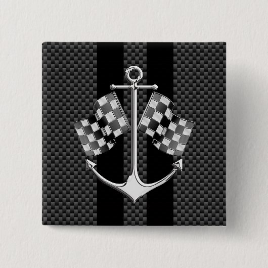 Boat Racing Nautical Carbon Fibre Chrome Stile Button (Vorderseite)