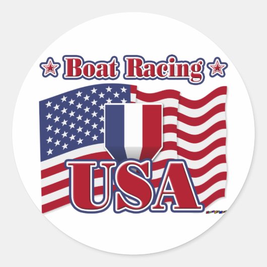 Boat Racing USA Runder Aufkleber (Vorderseite)