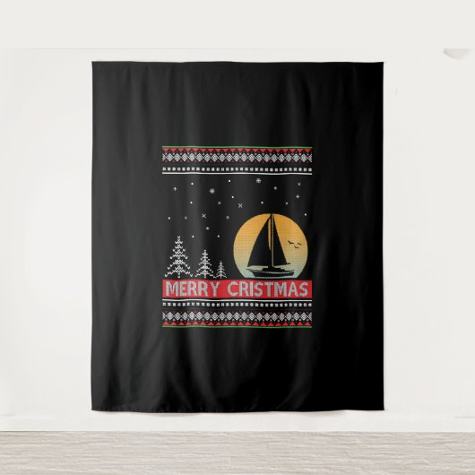 Boat Sailor Segeltörn Uggge Weihnachtssegler Gesch Wandteppich (Vorderseite)