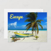 Boat Sandy Beach Karibik Mexiko Postkarte (Vorne/Hinten)