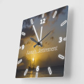 Boat, Sunset, Sea Quadratische Wanduhr (Winkel)