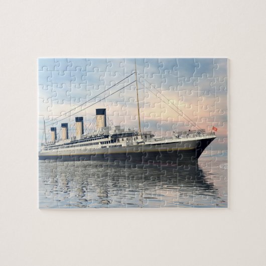 boat_titanic_close_water_waves_sunset_pink_standar puzzle (Horizontal)