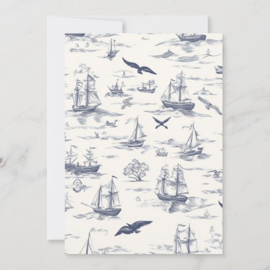 Boat Toile Nautical Baby Dusche Einladung (Rückseite)