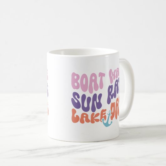 Boat Wave Sun Rays Lake Days Kaffeetasse (VorderseiteRechts)