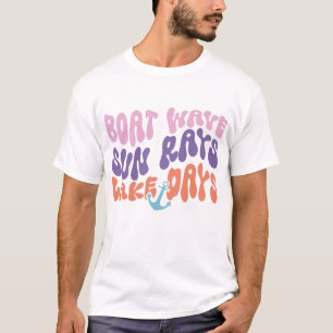 Boat Wave Sun Rays Lake Days T-Shirt
