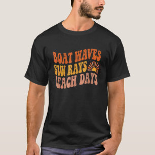 Boat Waves Sun Rays Beach Tage Niedlich Retro Somm T-Shirt