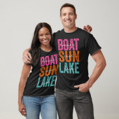Boat Waves Sun Rays Lake Day Retro Summer Vacation T-Shirt (Unisex)
